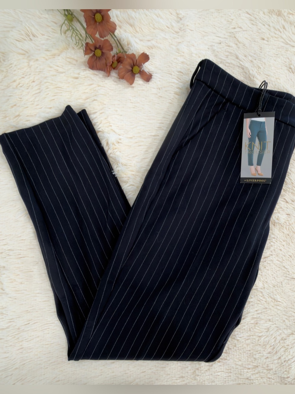 Liverpool Navy Pinstripe Pants